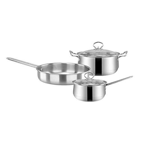 Stainless Steel Cookware Set 3 Piece Frying Pan Soup Pot