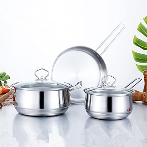 Stainless Steel Cookware Set 3 Piece Frying Pan Soup Pot