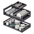 2 Tier Pull Out Kitchen Organizer with Dish Rack