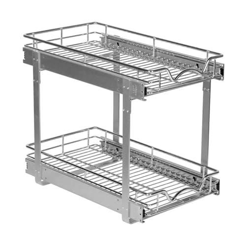 HOLDN’ STORAGE 2-Tier Pull-Out Cabinet Organizer with Heavy-Duty Steel Frame, Full-Extension Sliding Shelves, Holds 100 lbs, Easy Install for Kitchen, Pantry & Under Sink Cabinets