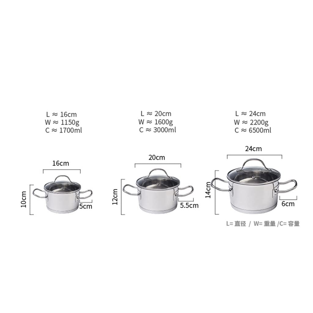 304 Stainless Steel Soup Pot Set 3 Piece