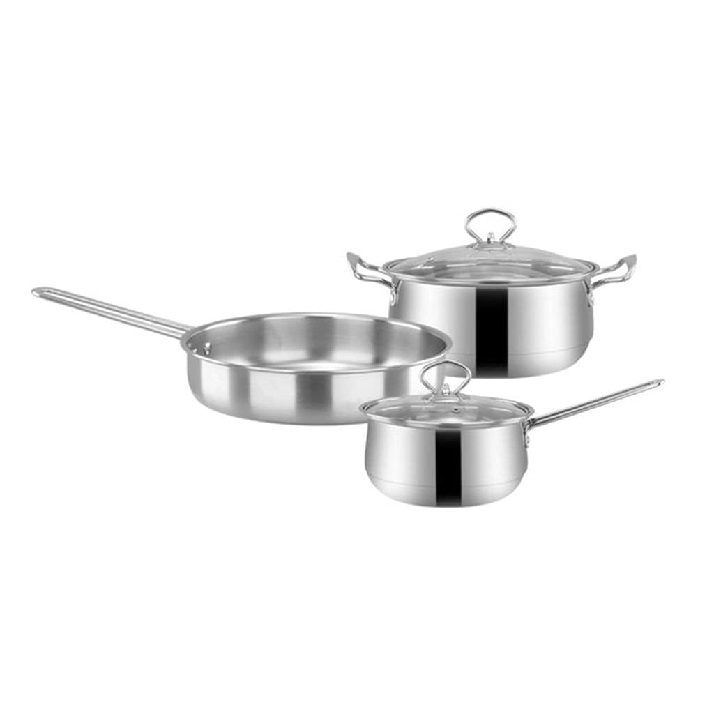 Stainless Steel Cookware Set 3 Piece Frying Pan Soup Pot