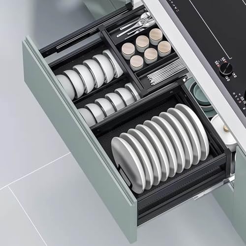 2 Tier Pull Out Kitchen Organizer with Dish Rack