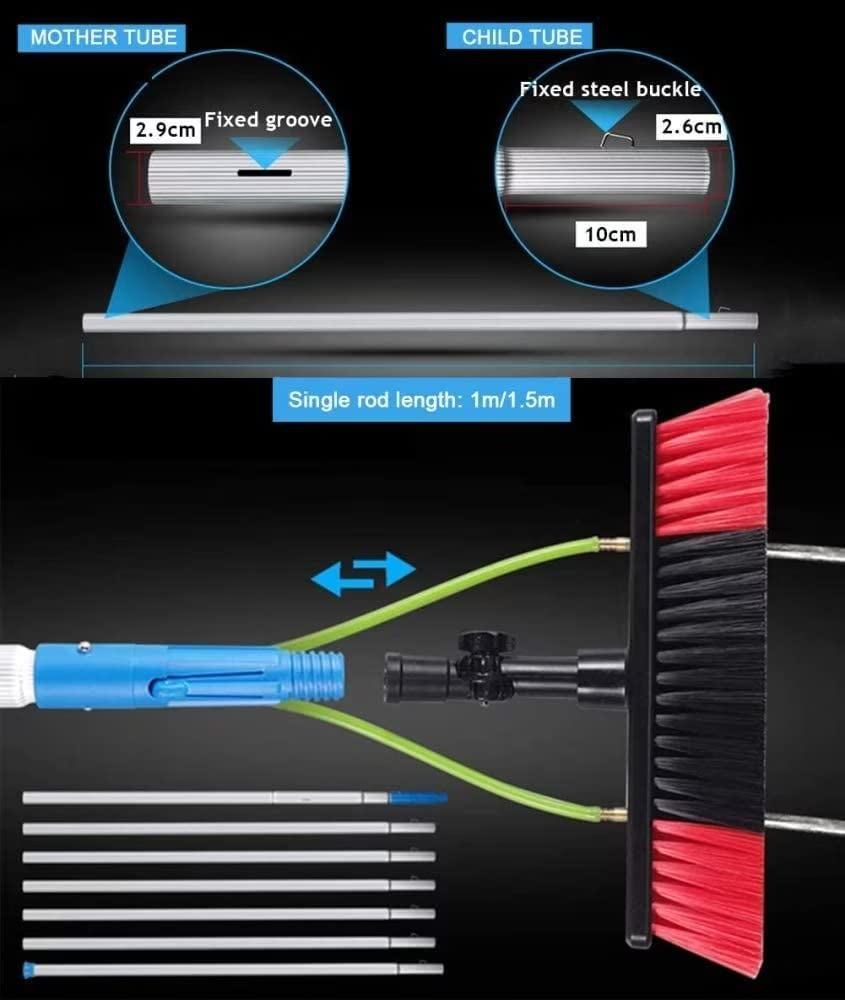 Extendable Cleaning Bar with Rubber Brush for Windows and Solar Panels