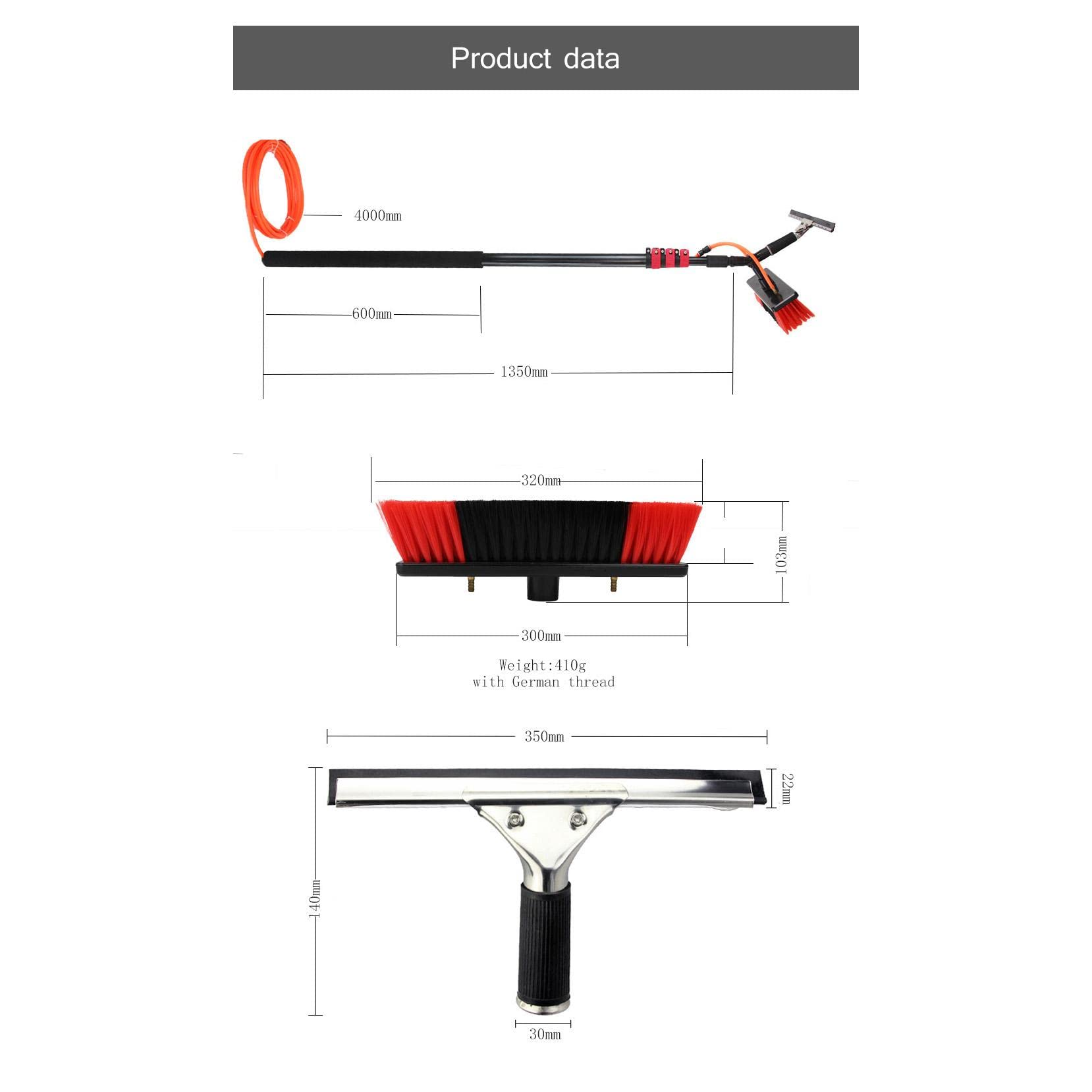 Extendable Window Cleaning Kit Water Fed Brush Adjustable Handle