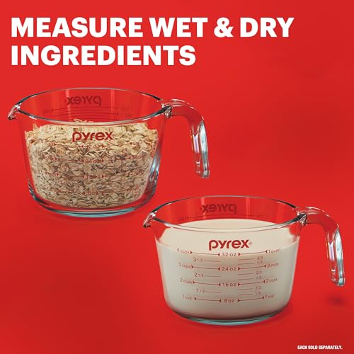 Pyrex Essentials (3-Pack) Glass Measuring Cups Set (1, 2 & 4 Cup)