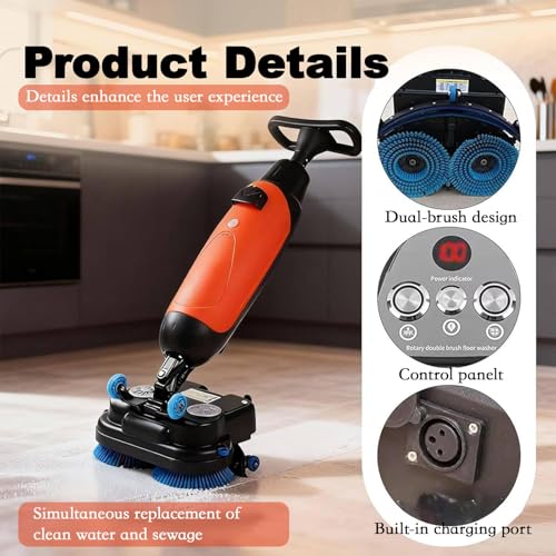 Electric Floor Cleaner Dual Brush Mop for Hard Surfaces