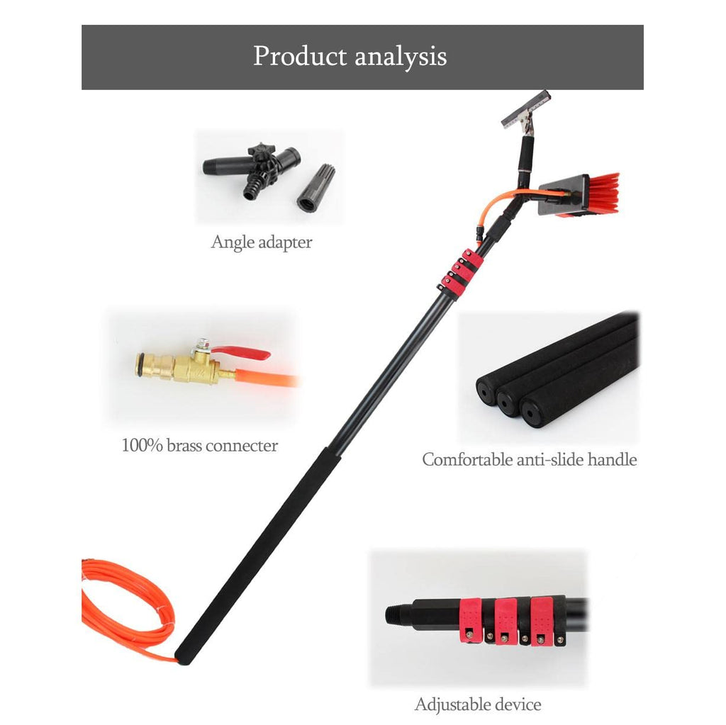 Extendable Window Cleaning Kit Water Fed Brush Adjustable Handle