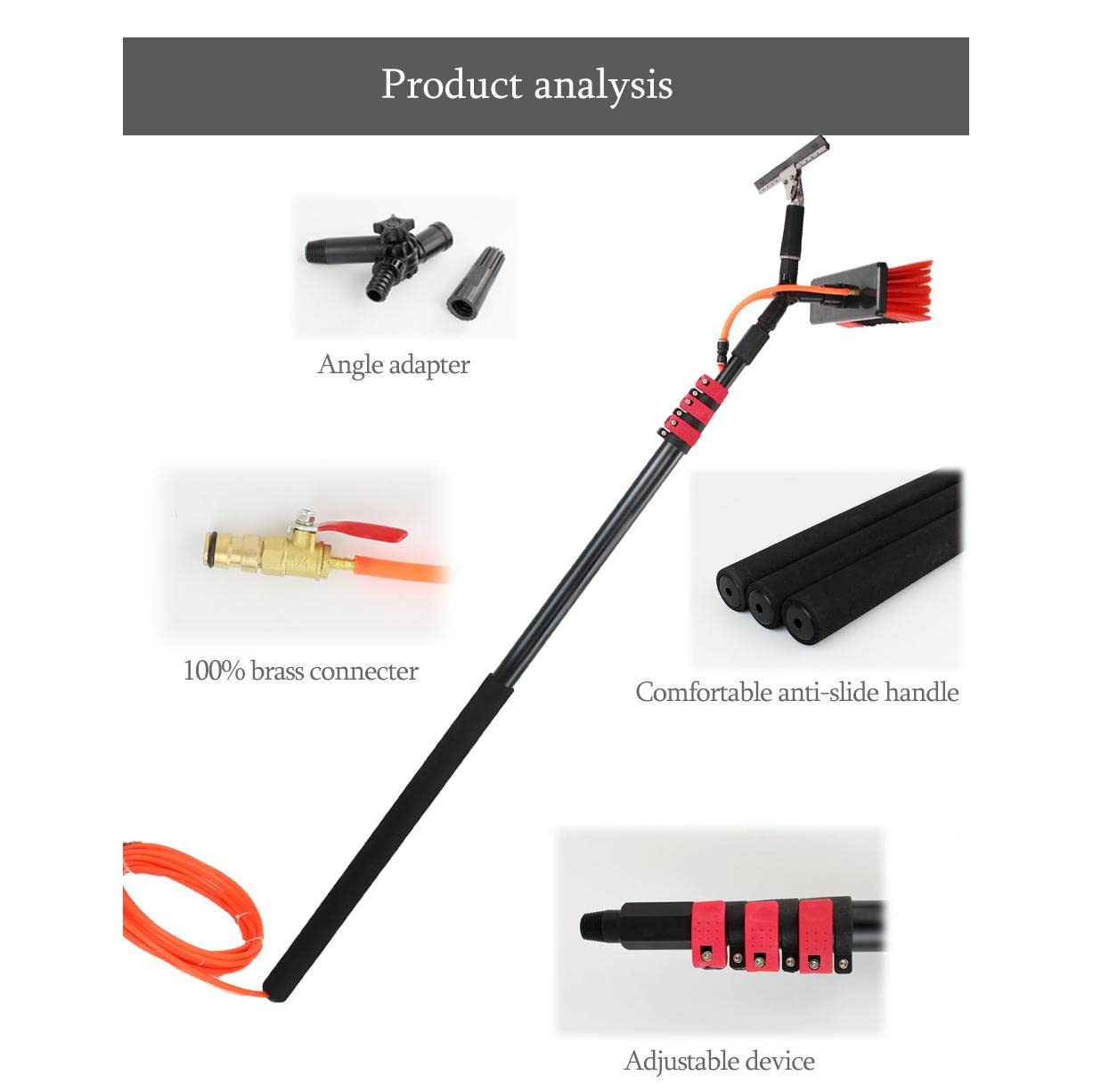 Extendable Window Cleaning Kit Water Fed Brush Adjustable Handle