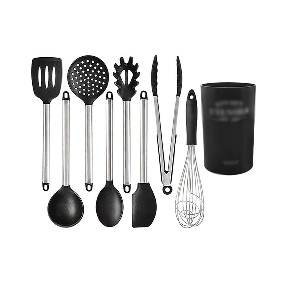 Silicone Kitchen Utensil Set with Stainless Steel Handle