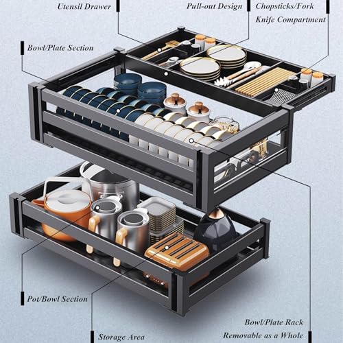 3 Tier Stackable Pantry Organizer with Adjustable Dividers