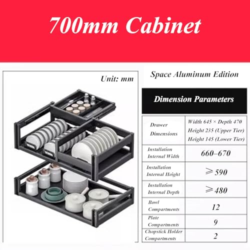 2 Tier Pull Out Kitchen Organizer with Dish Rack