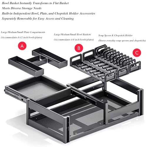 2 Tier Pull Out Kitchen Organizer with Dish Rack