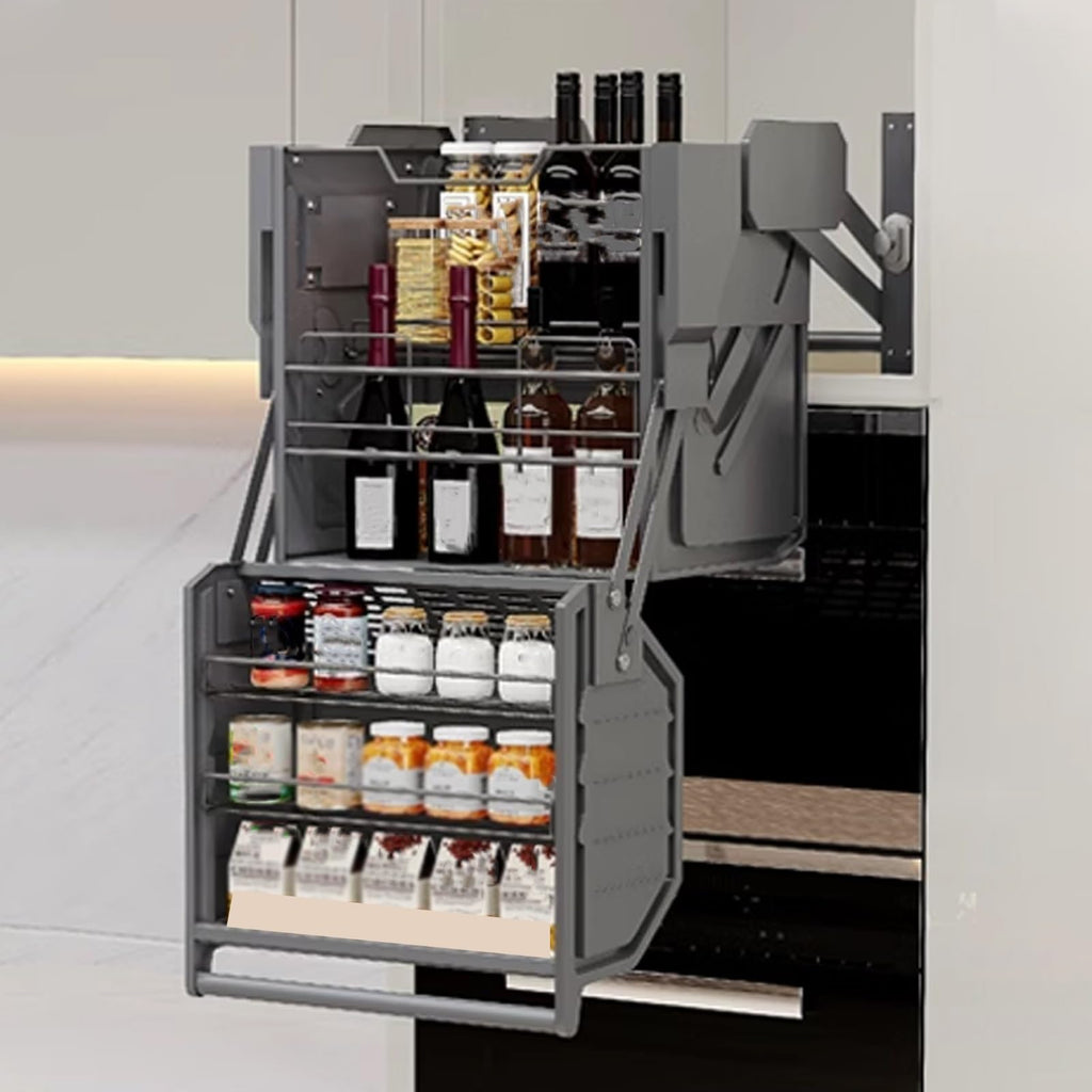 Double Metal Pull Down Cabinet Organizer Wall Storage