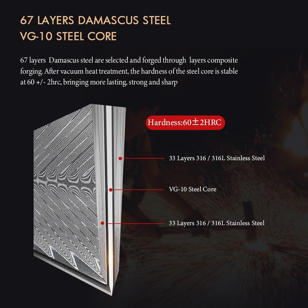 67 Layer Damascus Kitchen Knife Set 8 Piece