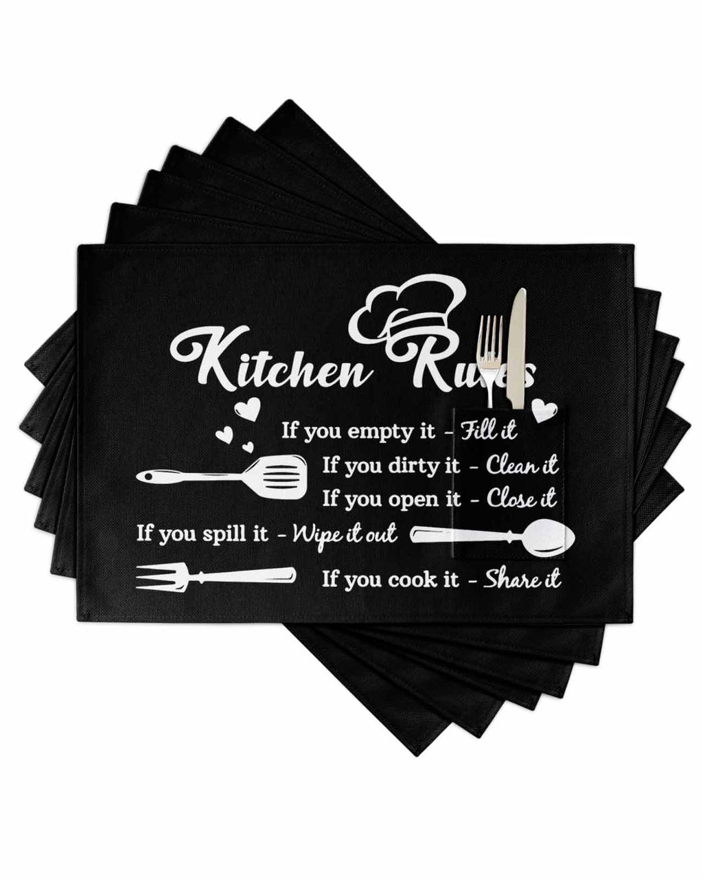 Wipeable Kitchen Placemats with Pocket 13x19 Inch