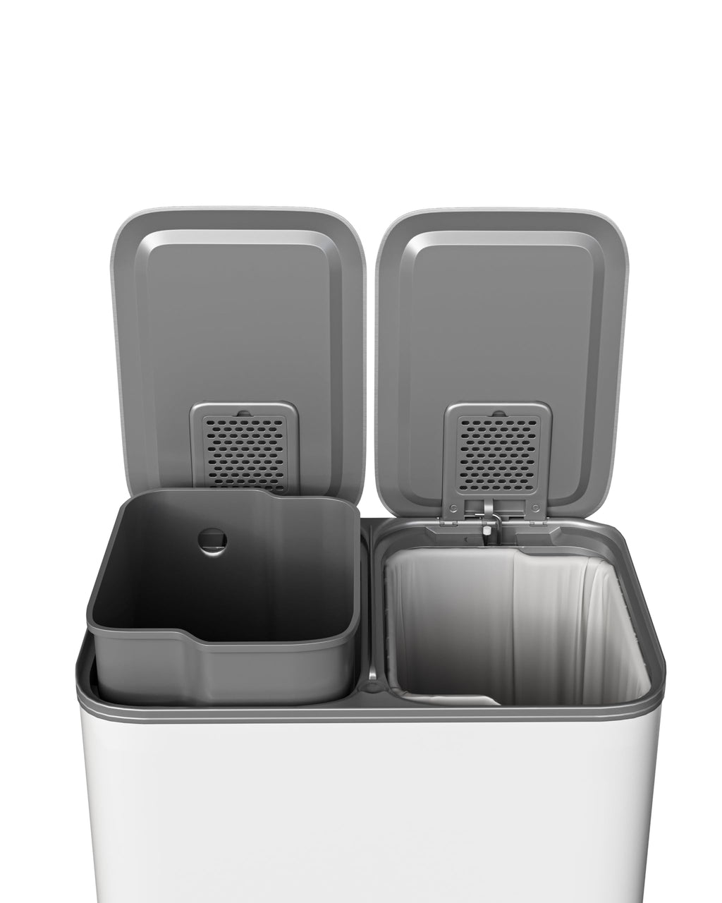 Stainless Steel Double Trash Can with Lid 10.6 Gal