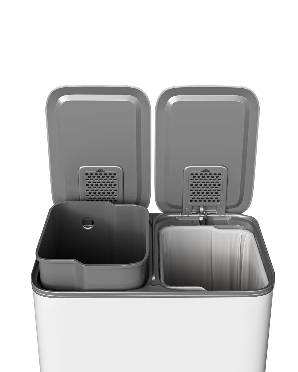 Stainless Steel Double Trash Can with Lid 10.6 Gal