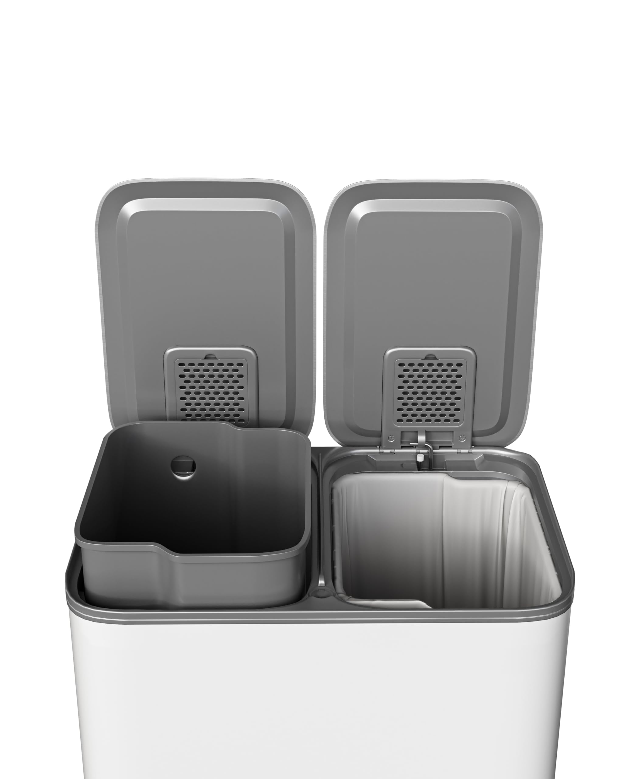 Stainless Steel Double Trash Can with Lid 10.6 Gal