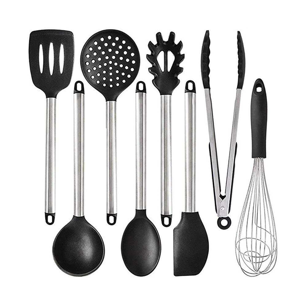 Silicone Kitchen Utensil Set with Stainless Steel Handle