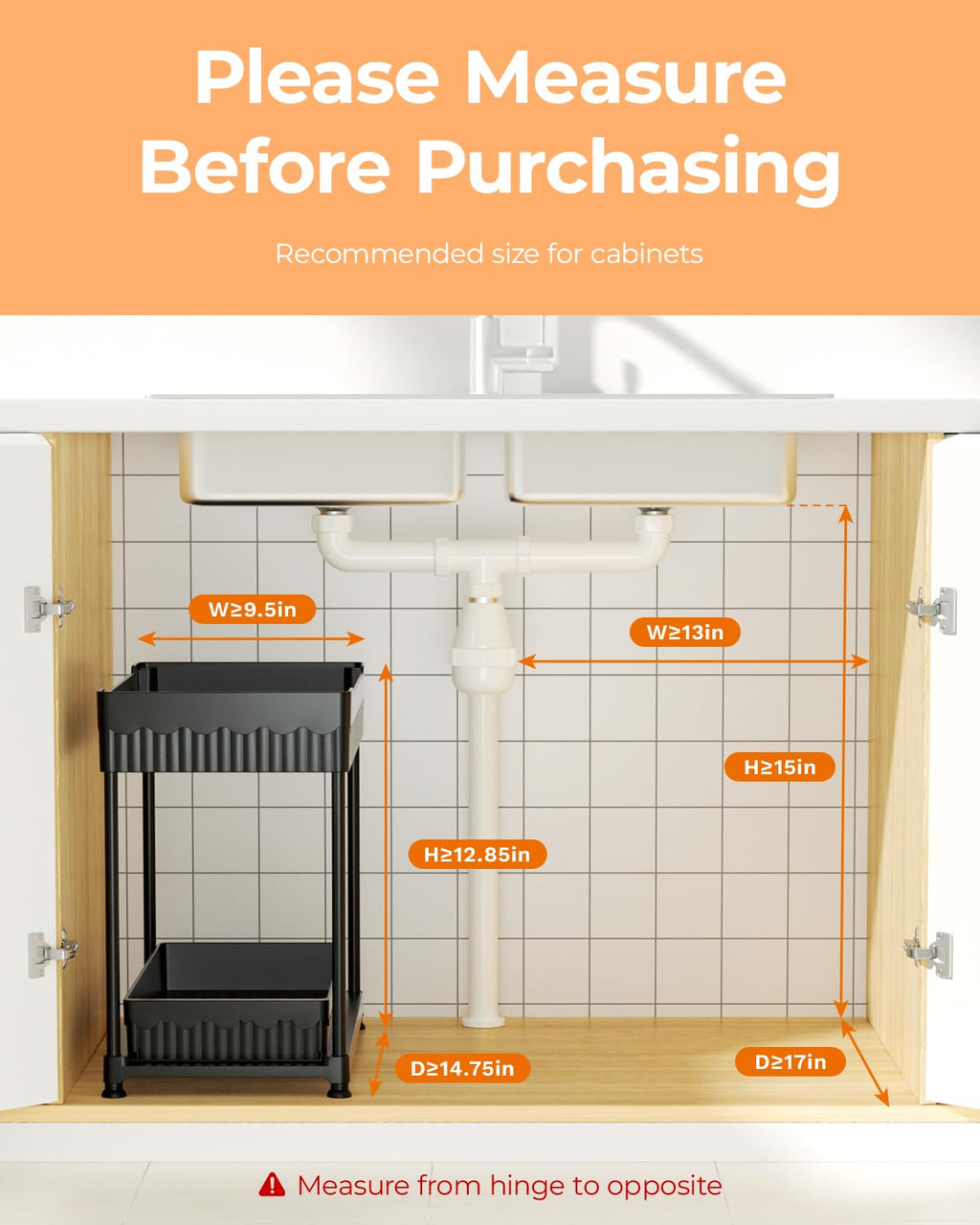 2 Tier Under Sink Organizer with Sliding Drawers 3 Pack