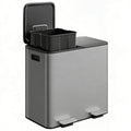 Stainless Steel Double Trash Can with Lid 10.6 Gal