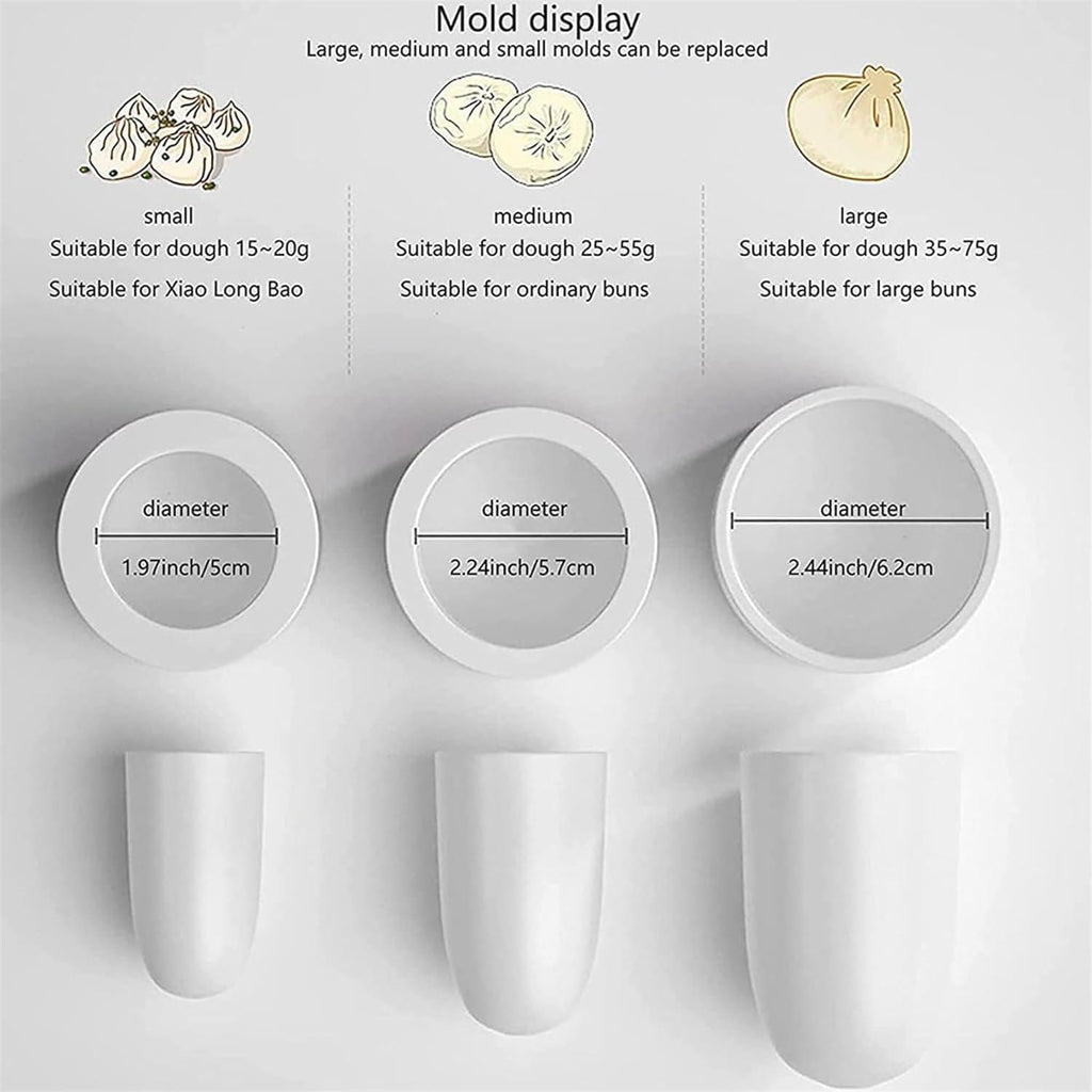 Stainless Steel Manual Bun Maker with 3 Moulds