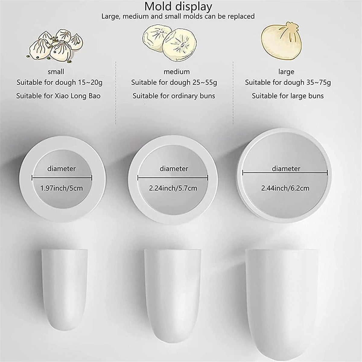 Stainless Steel Manual Bun Maker with 3 Moulds