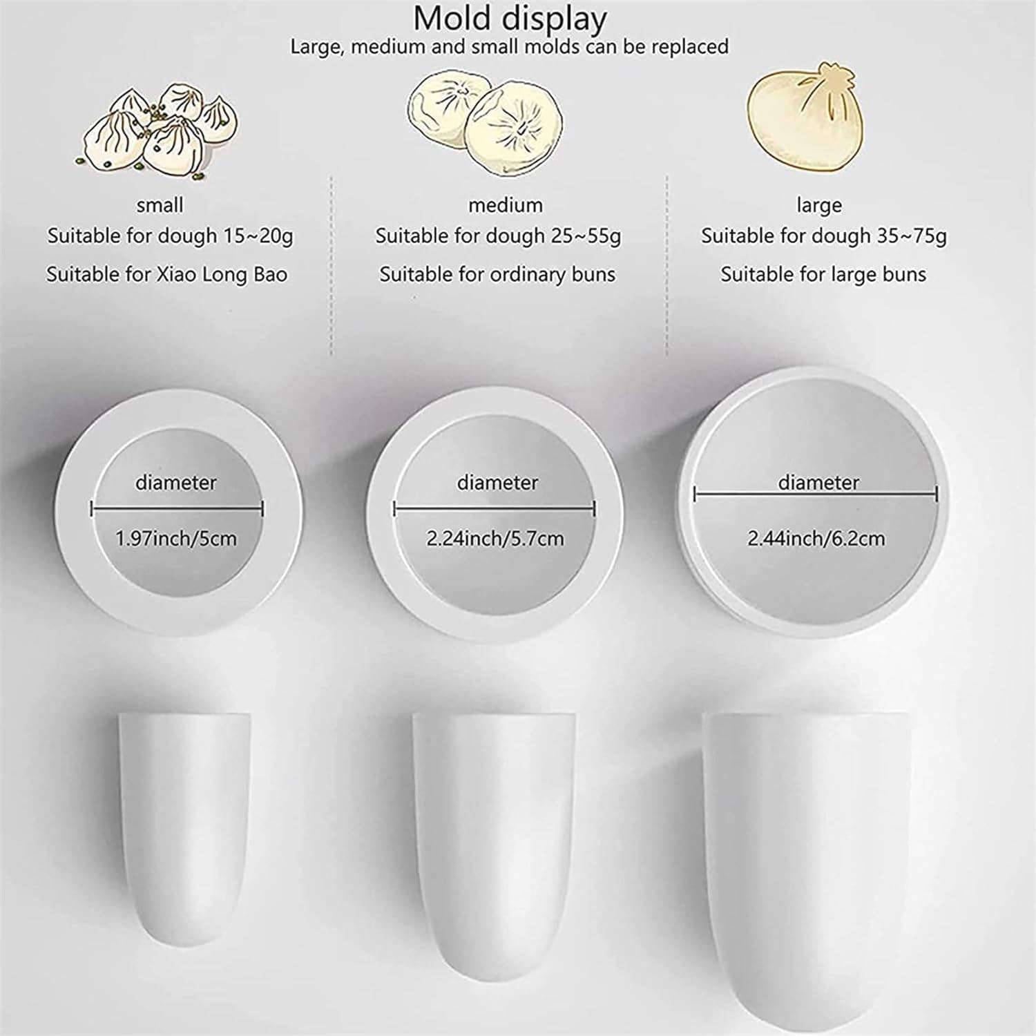 Stainless Steel Manual Bun Maker with 3 Moulds