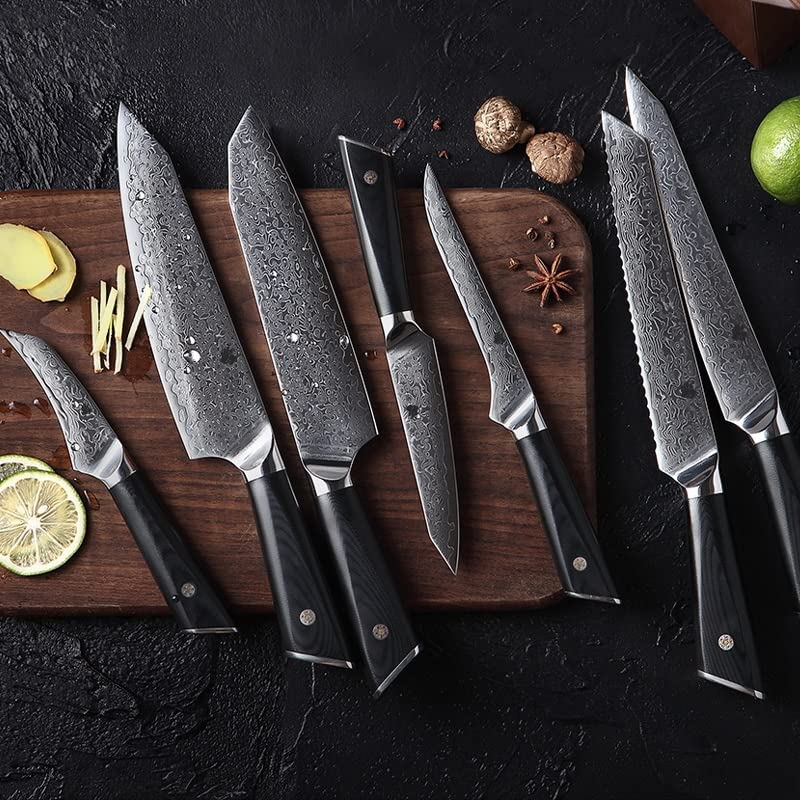 Damascus Steel Kitchen Knife Set 7 Piece
