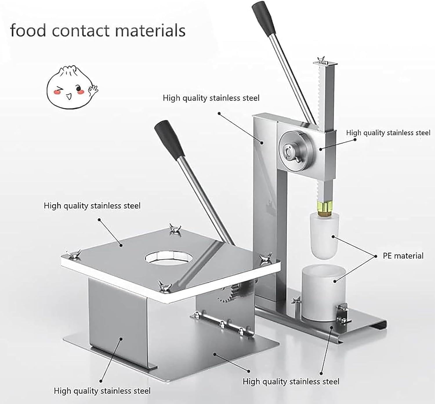Stainless Steel Manual Bun Maker with 3 Moulds