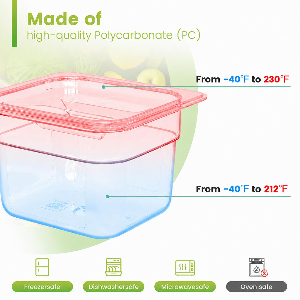 Clear Polycarbonate Food Pan 1/6 Size Stackable Restaurant Pan