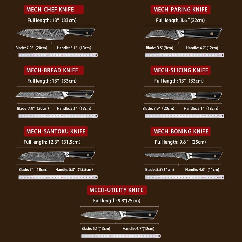 Damascus Steel Kitchen Knife Set 7 Piece