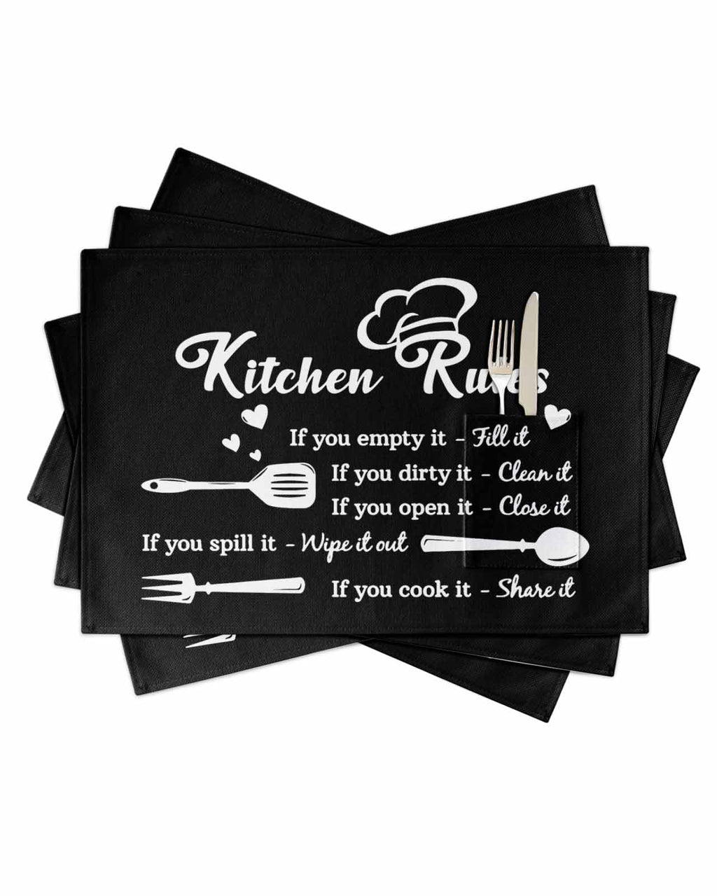 Wipeable Kitchen Placemats with Pocket 13x19 Inch