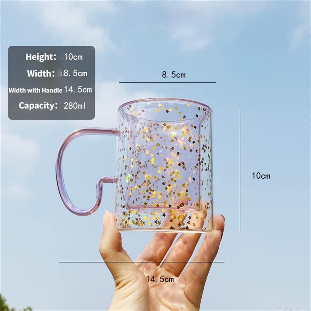 Heart Glass Bubble Cup 280ml Insulated Drink Cup