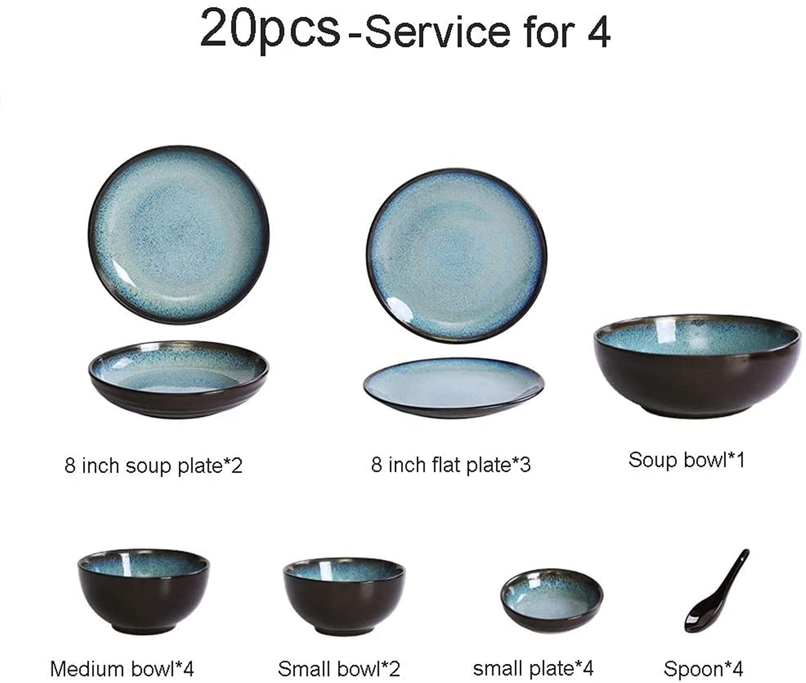20 Piece Ceramic Dinnerware Set Service for 6