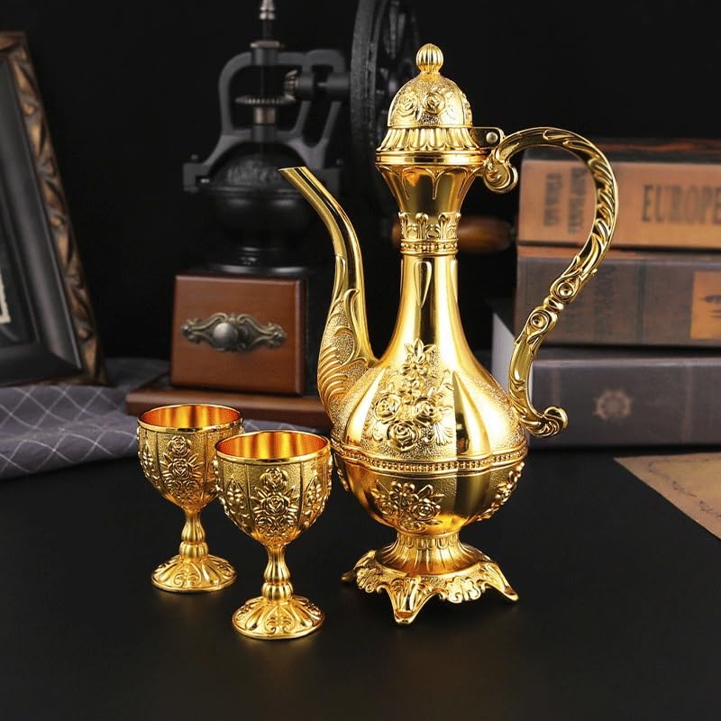 Gold Metal Wine Glass Set Drinkware Set