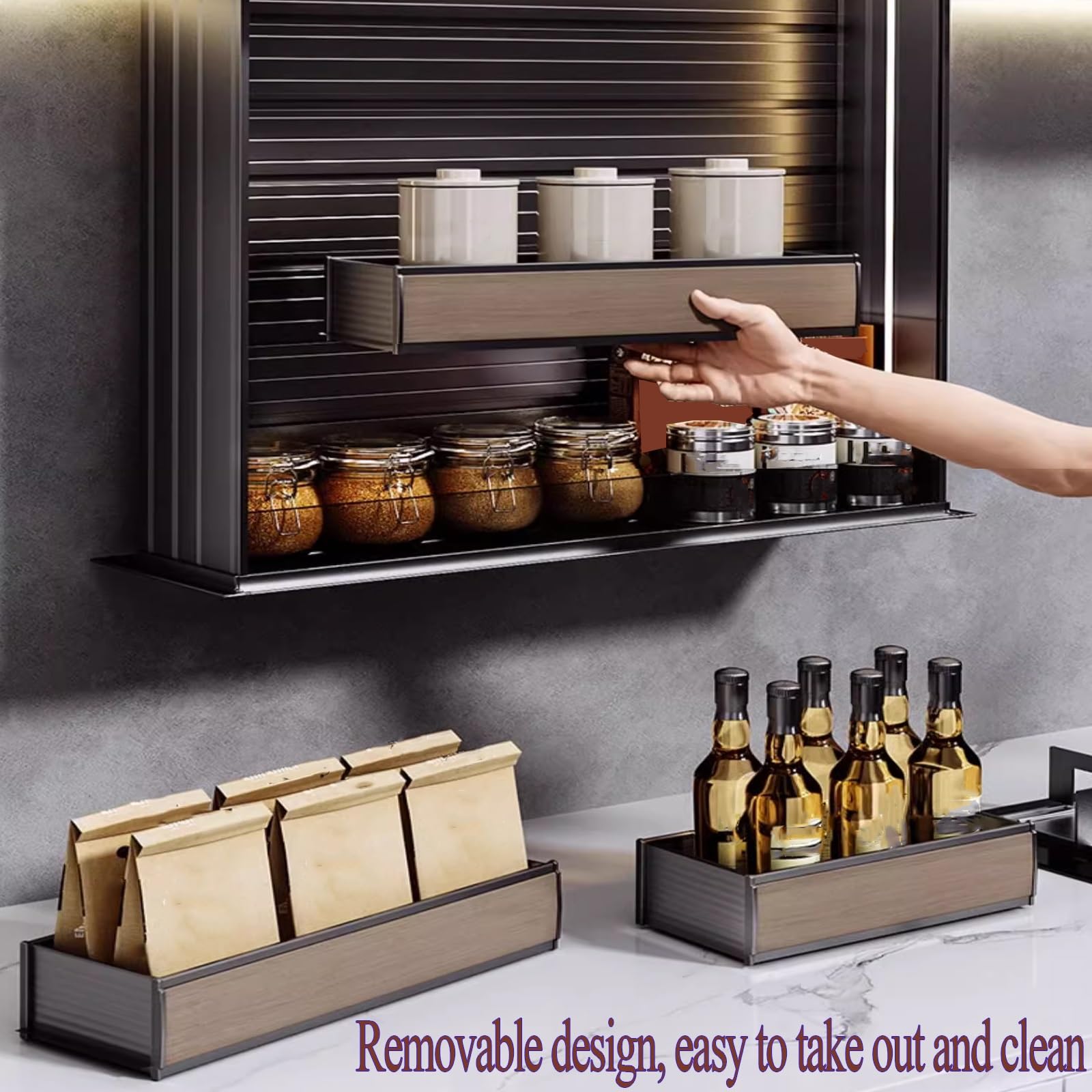 Pull Down Cabinet Organizer for Upper Cabinets 24 Inch