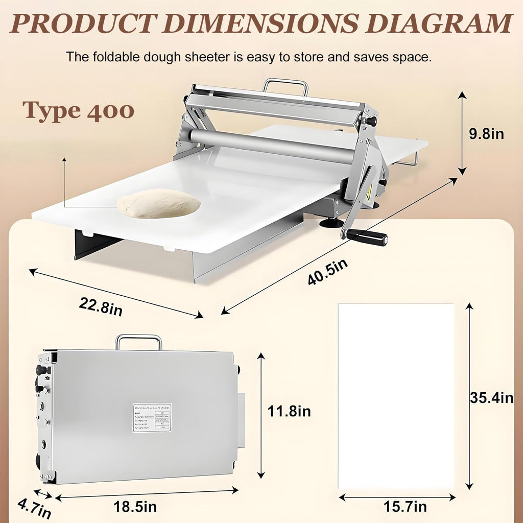Manual Adjustable Dough Sheeter Stainless Steel Roller