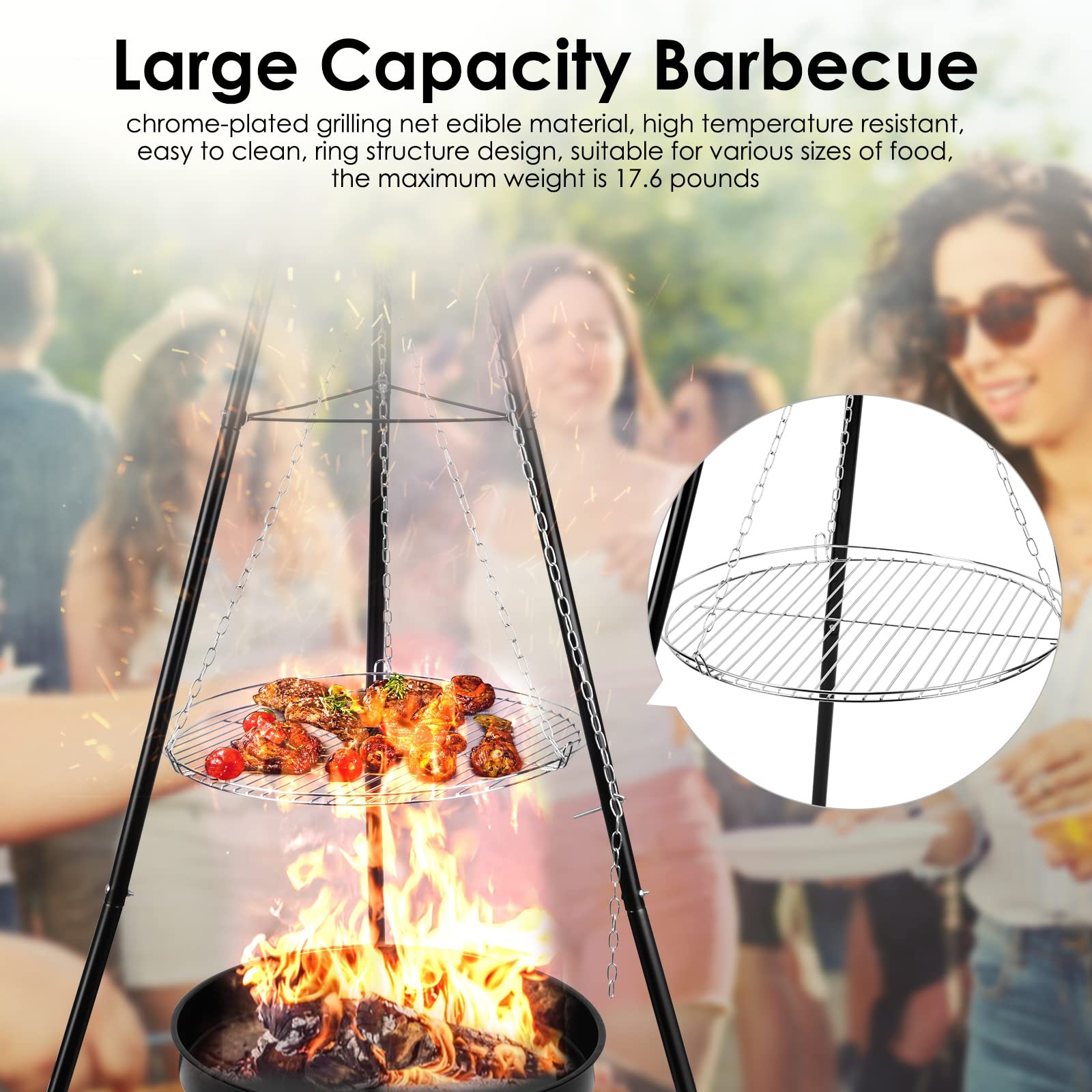 Stainless Steel Camping Tripod Grill Set