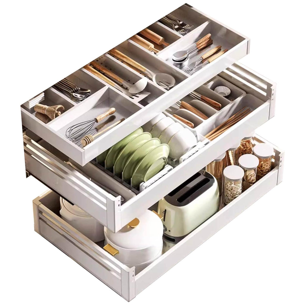3 Tier Pull Out Under Sink Cabinet Organizer White