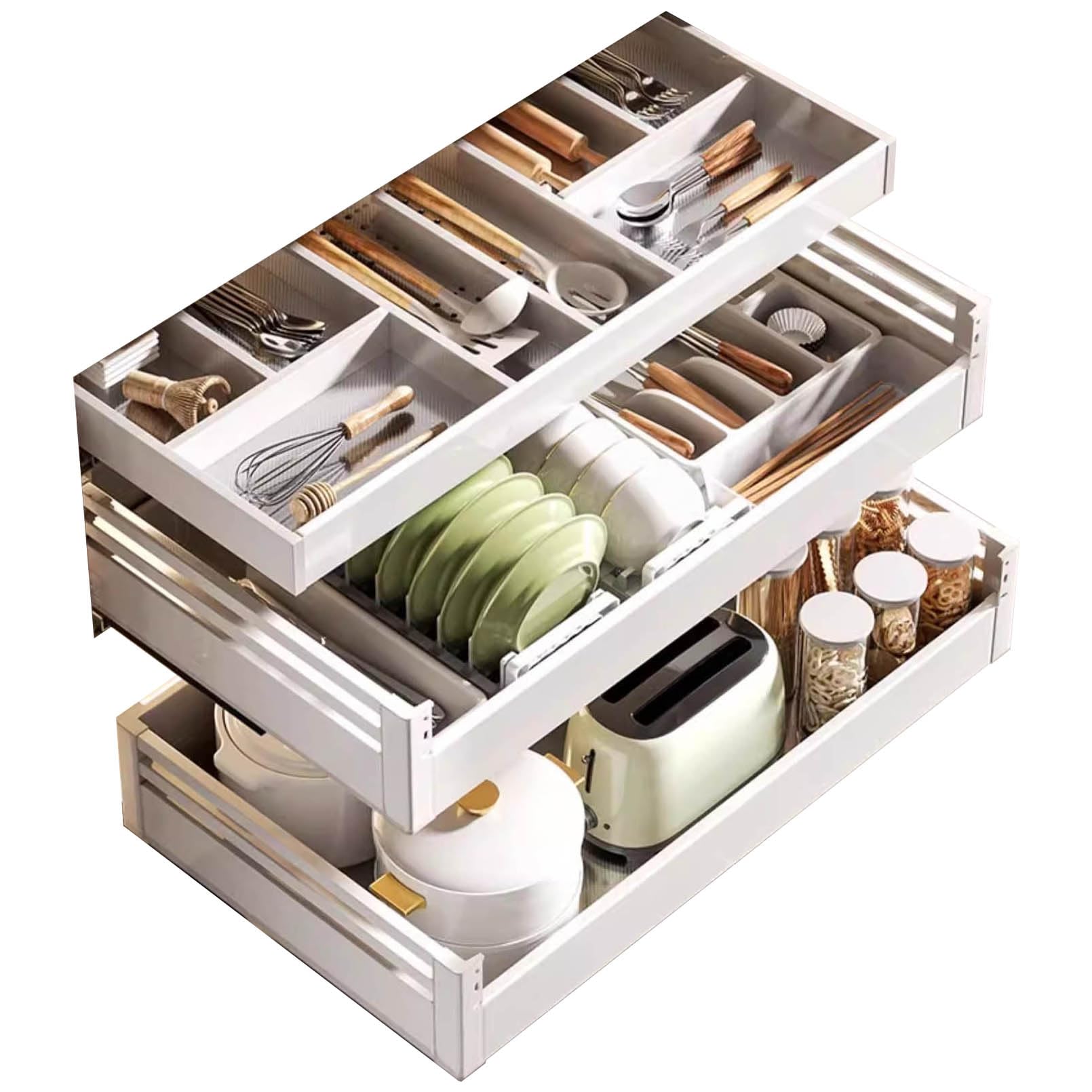 3 Tier Pull Out Under Sink Cabinet Organizer White
