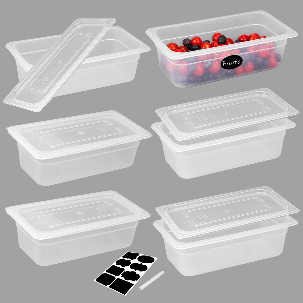 BIEAMA Commercial Food Pans with Lids