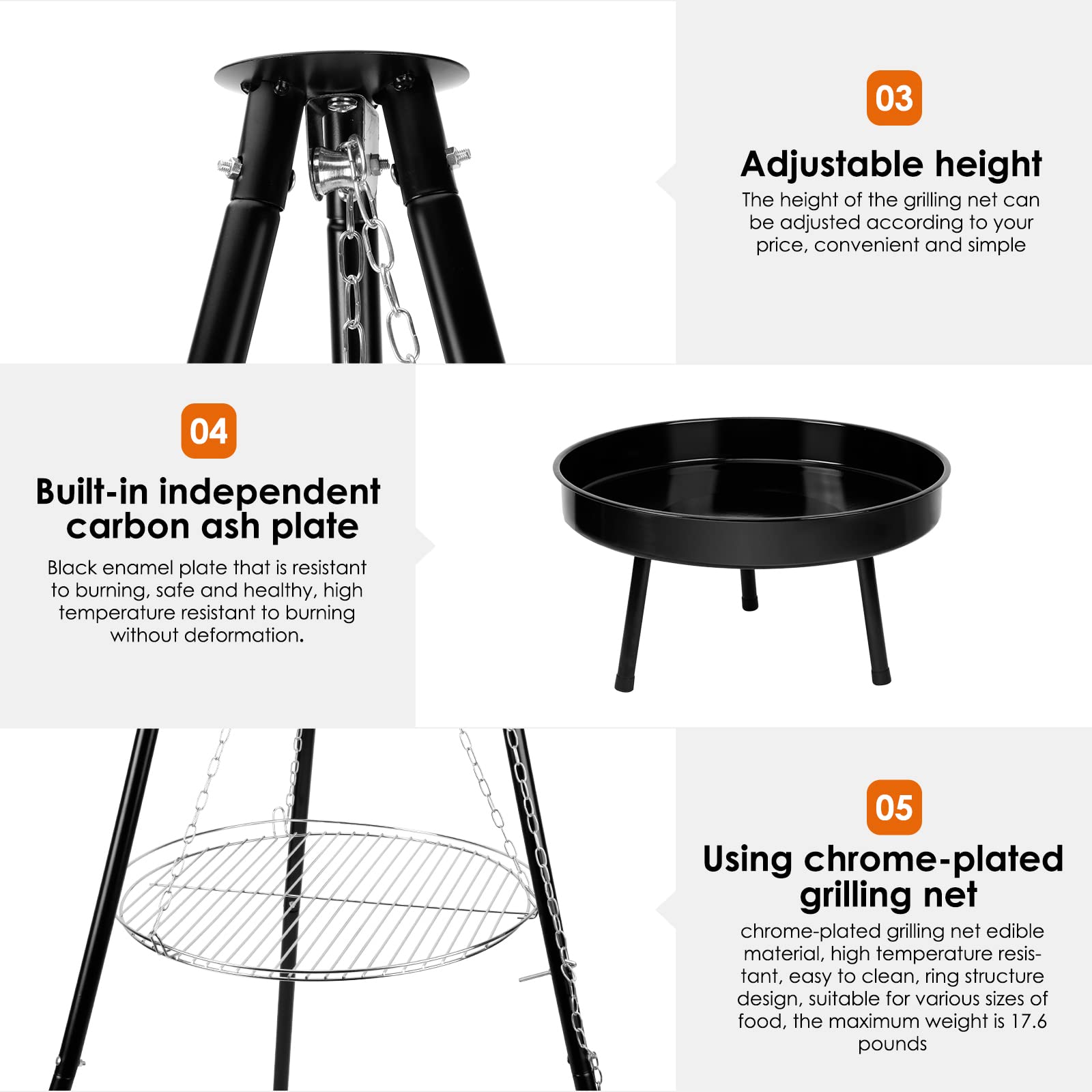 Stainless Steel Camping Tripod Grill Set