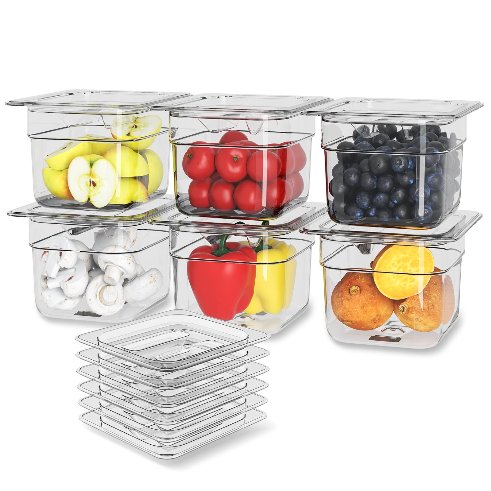 Clear Polycarbonate Food Pan 1/6 Size Stackable Restaurant Pan
