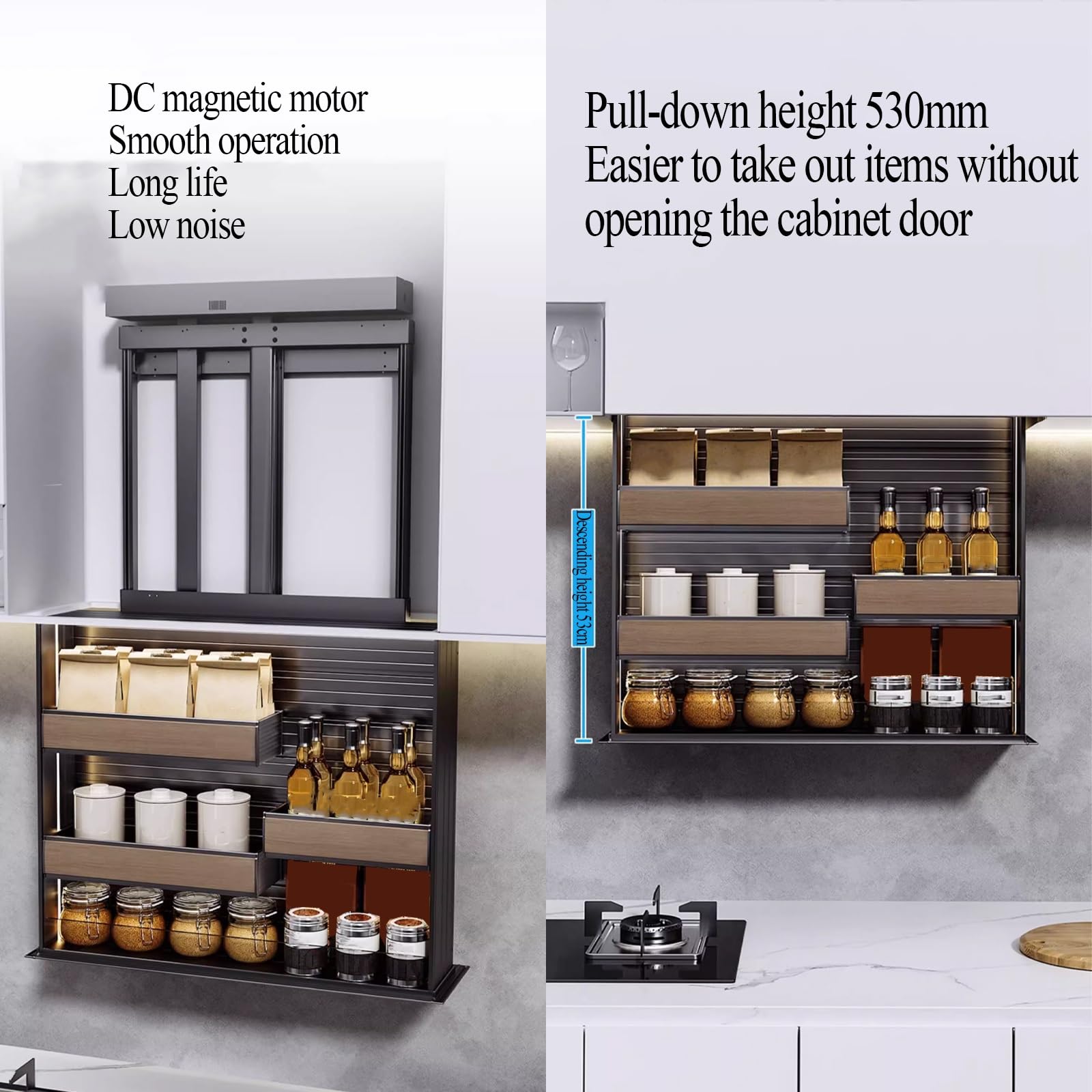 Pull Down Cabinet Organizer for Upper Cabinets 24 Inch