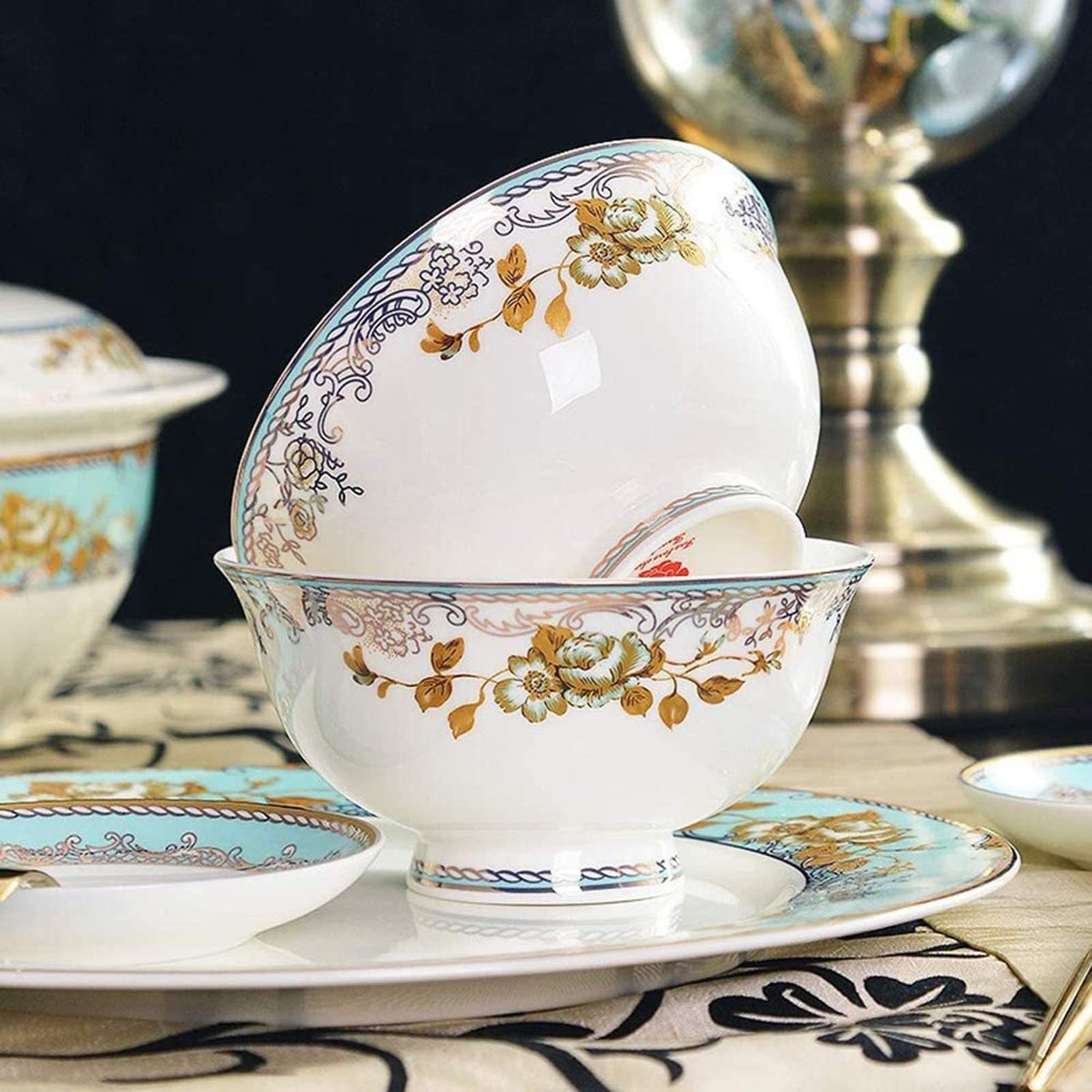 56 Piece Bone China Dinnerware Set Nordic Ceramic Tableware Set