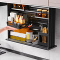 Pull Down Wall Cabinet Organizer with Glass Baffle and Light