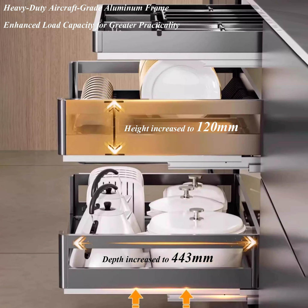 3 Tier Pull Out Kitchen Cabinet Organizer with Dividers