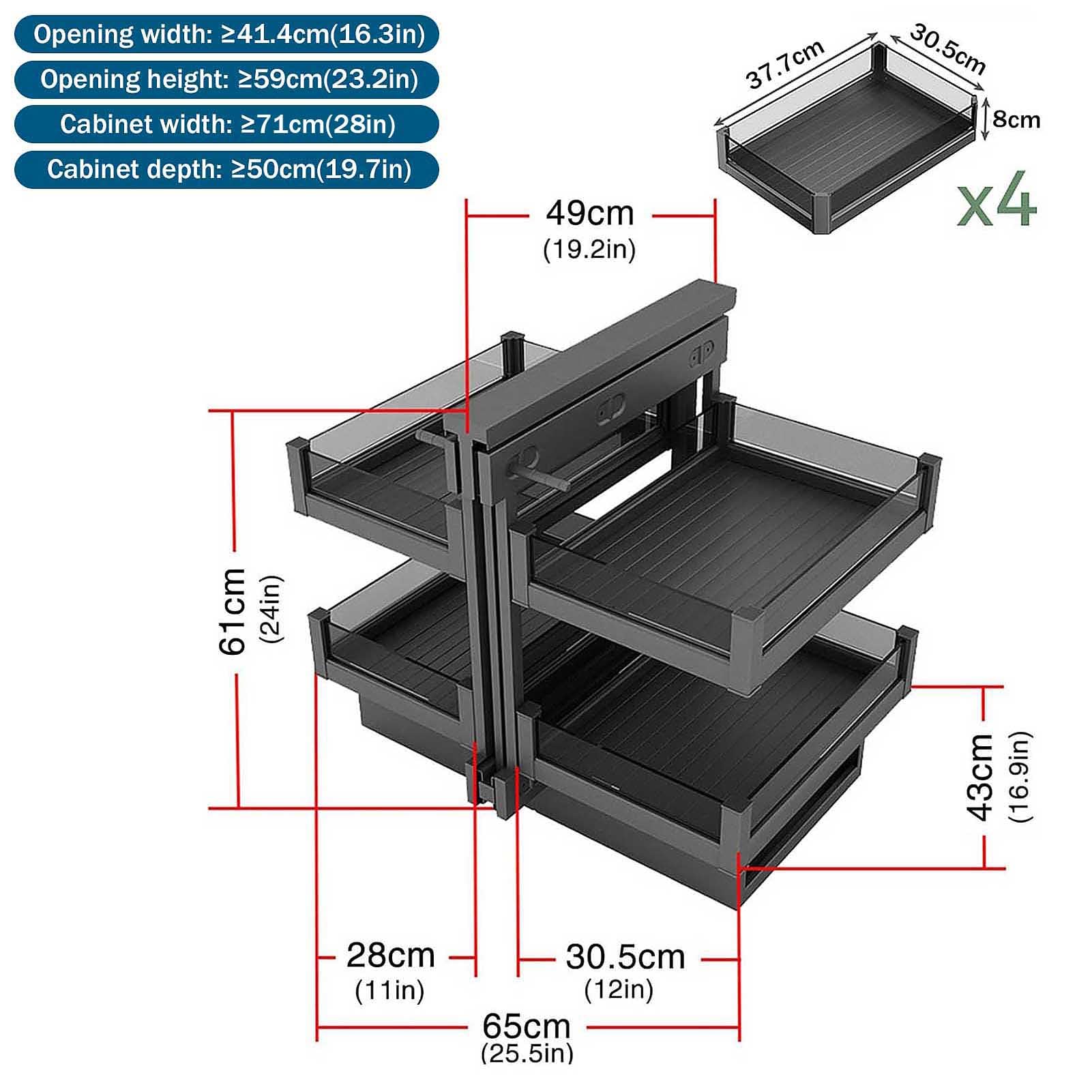 Pull Out Corner Cabinet Organizer for Spice Storage